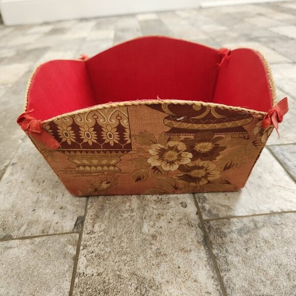 Vintage Handmade Linen Sewing Basket - Picture 1 of 5
